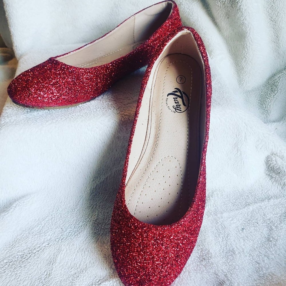 Ruby red glitter shoes